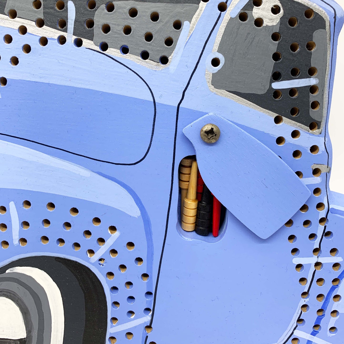 Blue Vintage Truck Cribbage Board
