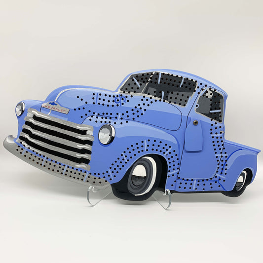 Blue Vintage Truck Cribbage Board
