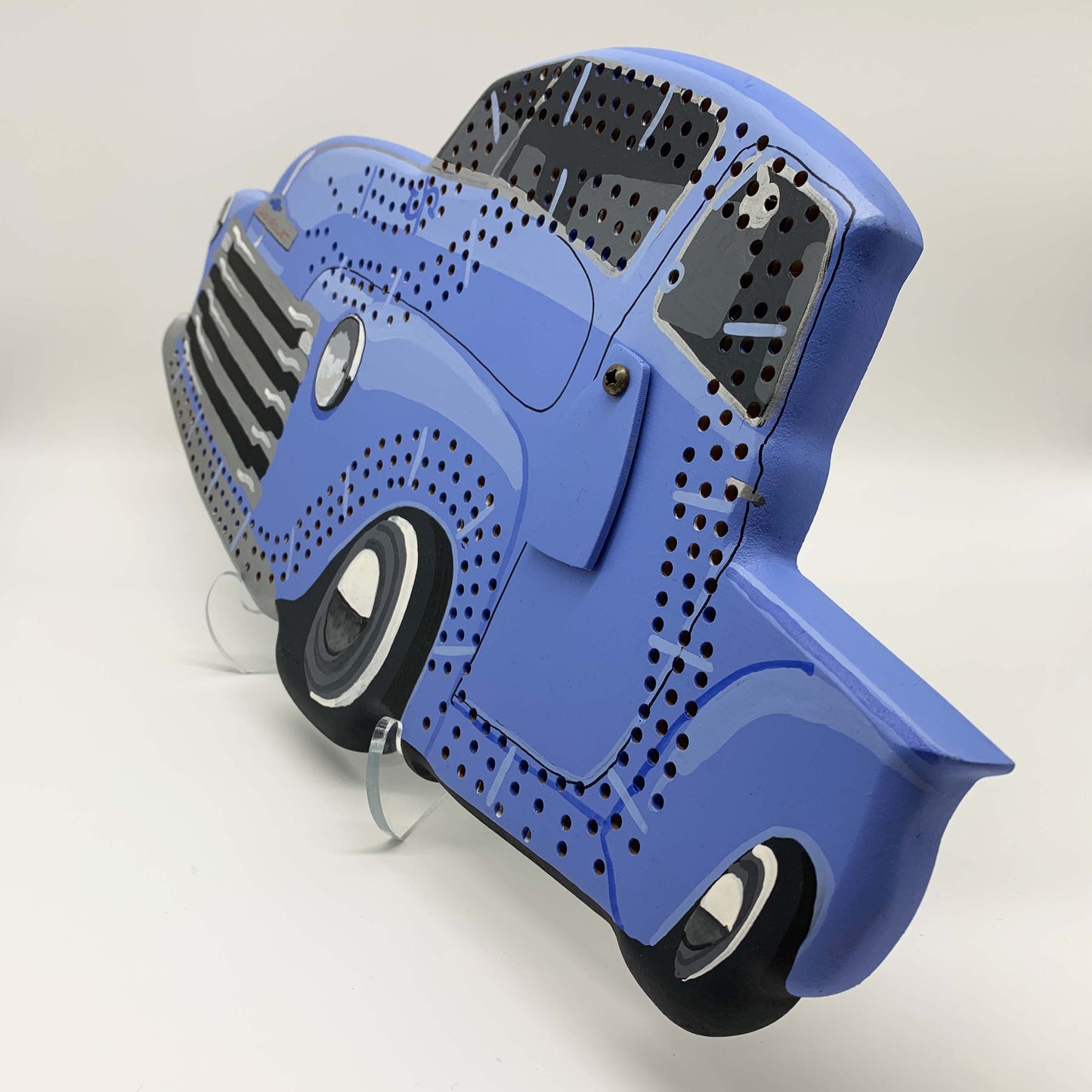 Blue Vintage Truck Cribbage Board
